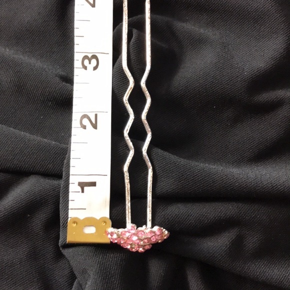 Pink Crystal‎ Rosette Hair Pick 4”- Hair Ponytail/Buns OBO - Picture 4 of 4